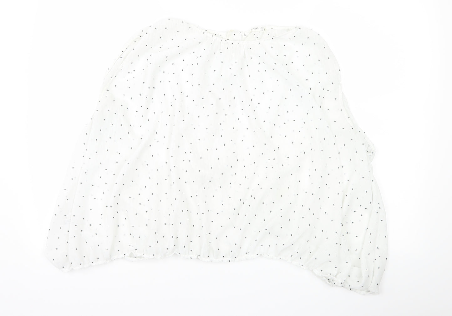 Mango Womens White Polka Dot  Basic Blouse Size L