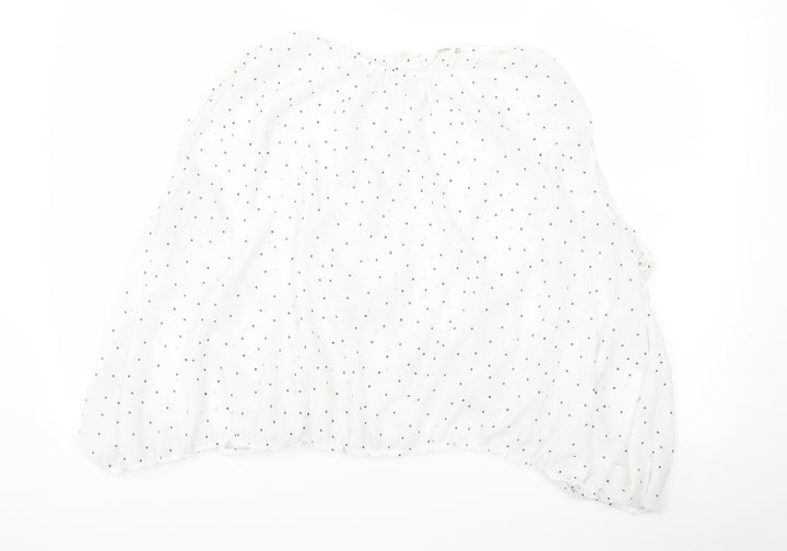 Mango Womens White Polka Dot  Basic Blouse Size L