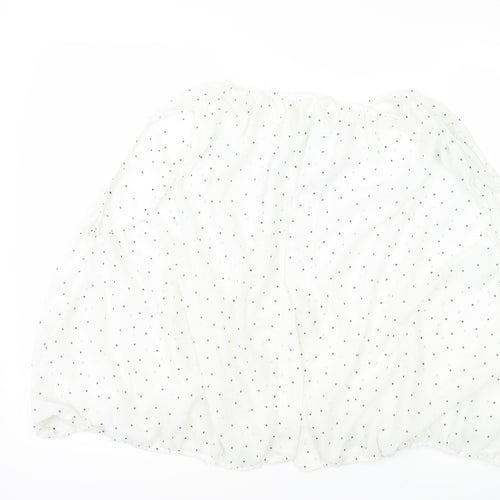 Mango Womens White Polka Dot  Basic Blouse Size L