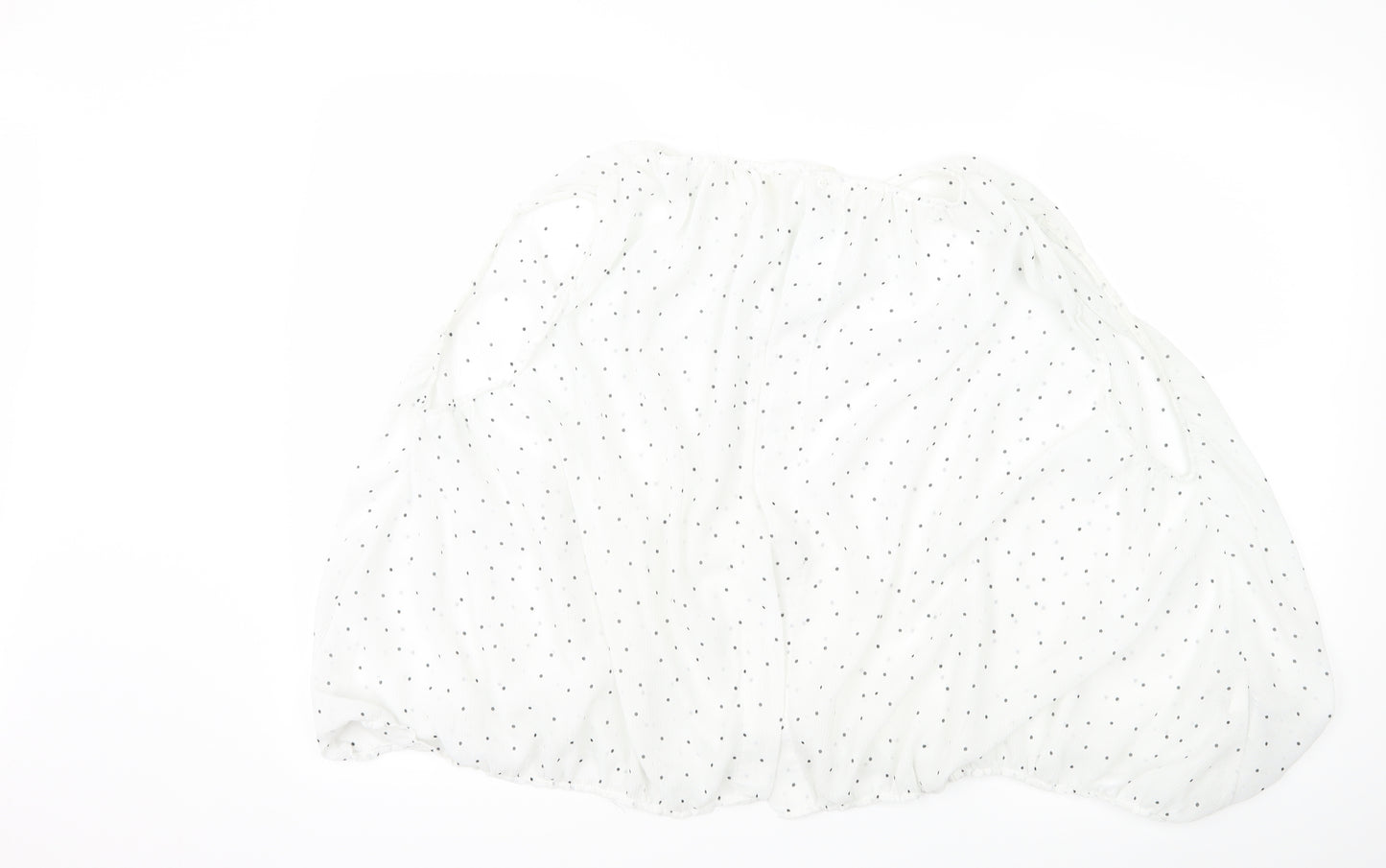 Mango Womens White Polka Dot  Basic Blouse Size L