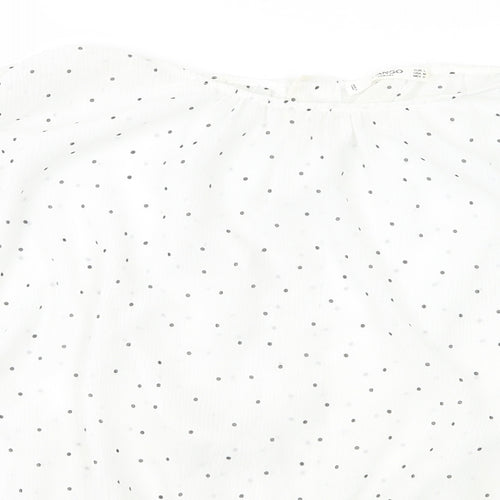Mango Womens White Polka Dot  Basic Blouse Size L