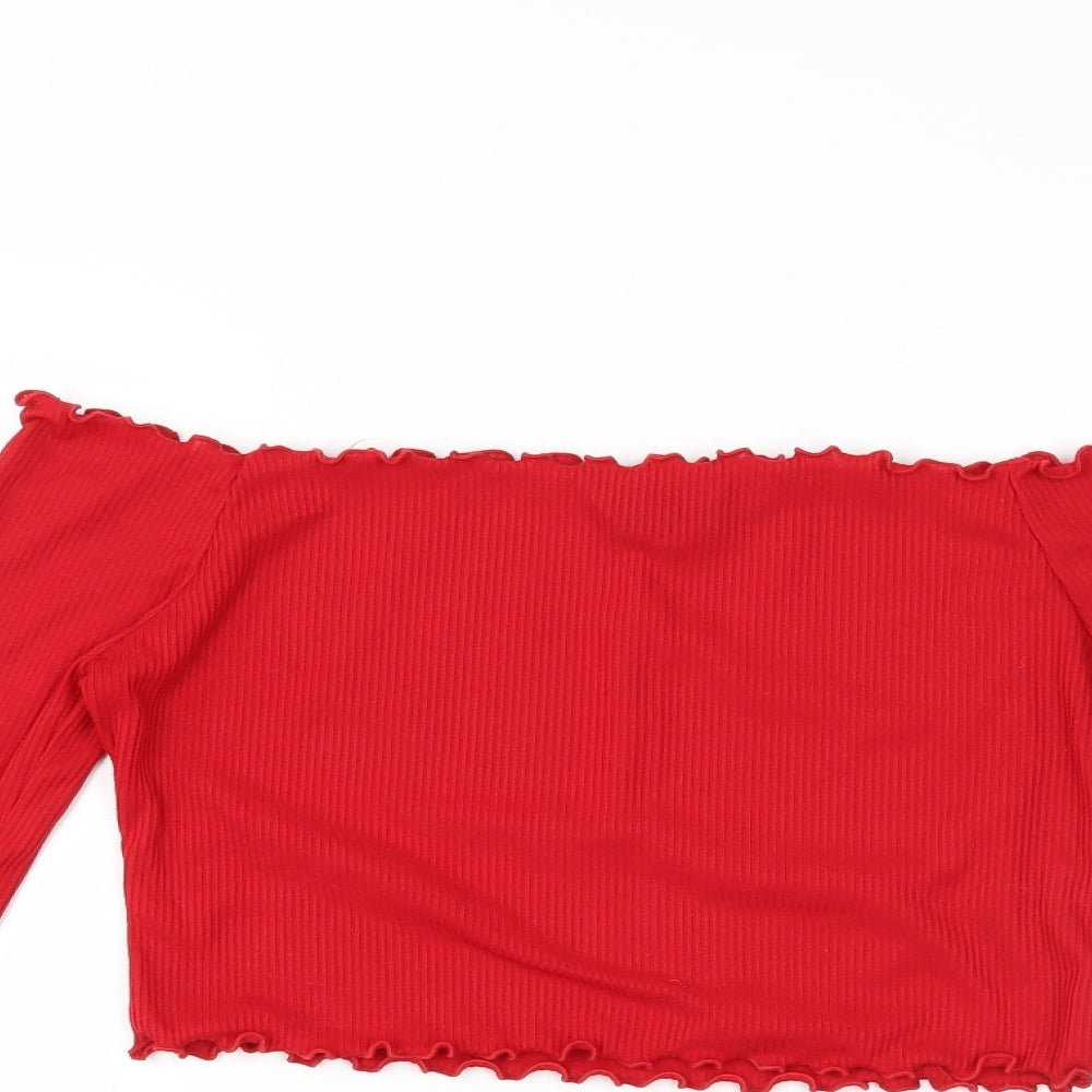 PRETTYLITTLETHING Womens Red   Cropped T-Shirt Size 10