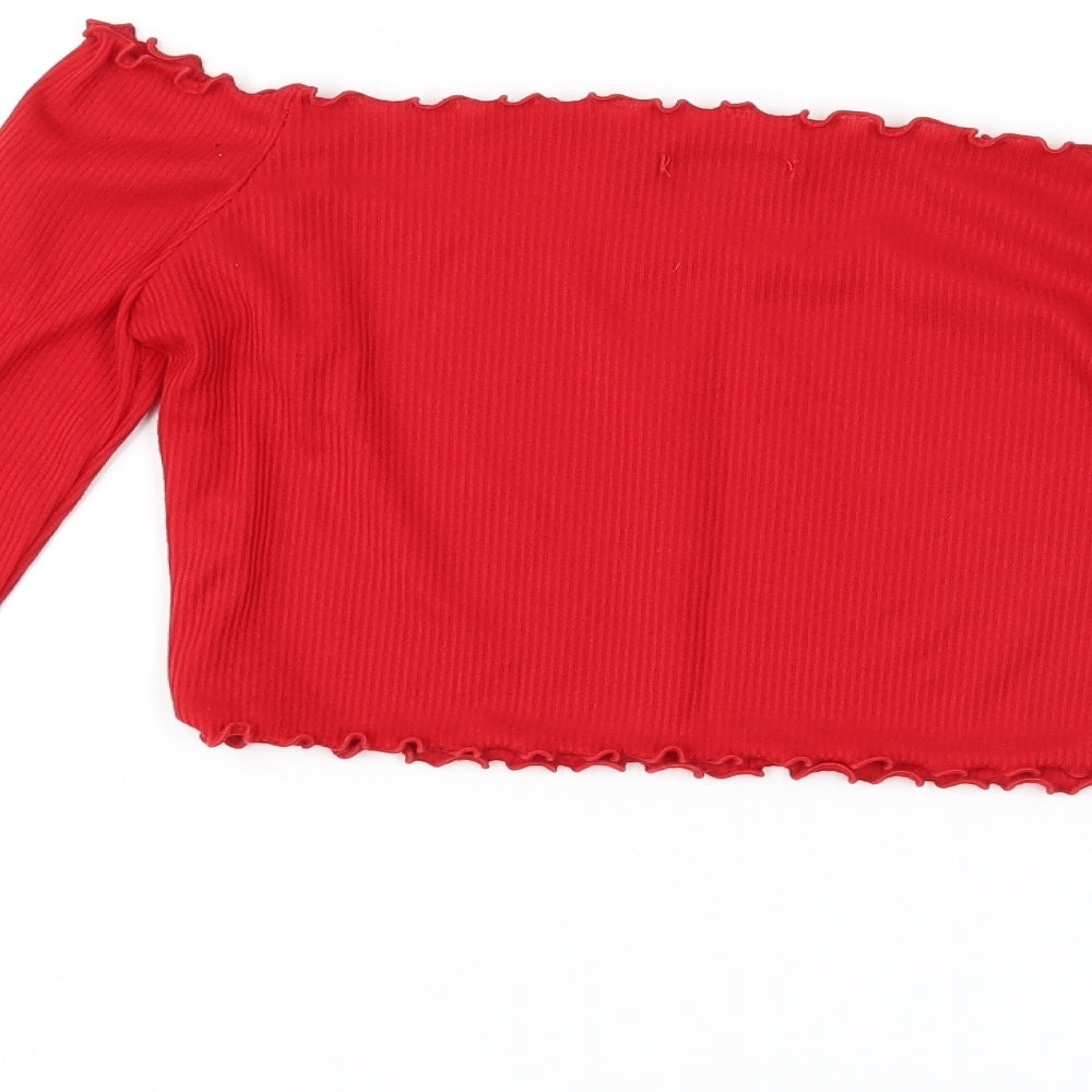 PRETTYLITTLETHING Womens Red   Cropped T-Shirt Size 10