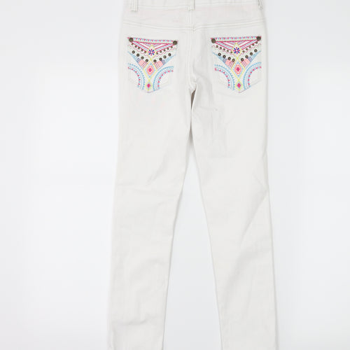 Debenhams Girls White  Denim Skinny Jeans Size 9 Years - butterflies