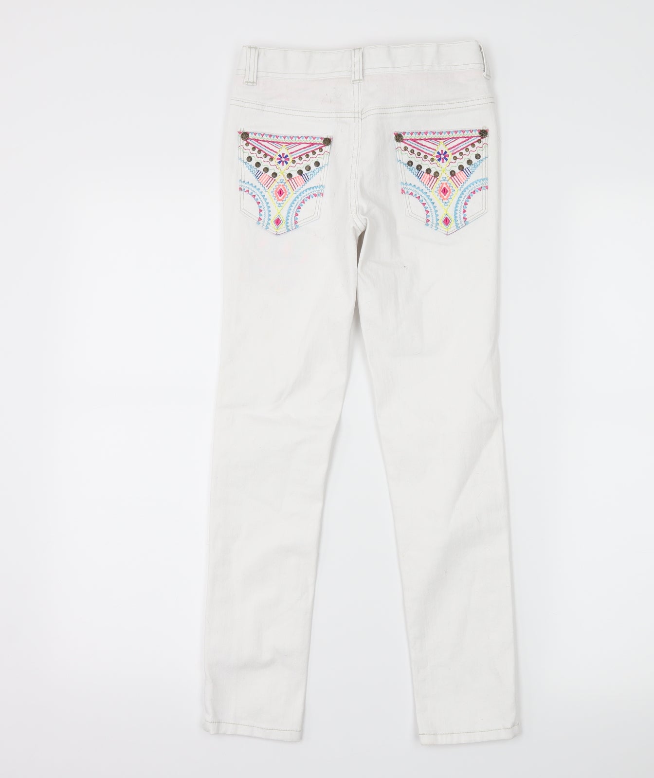 Debenhams Girls White  Denim Skinny Jeans Size 9 Years - butterflies