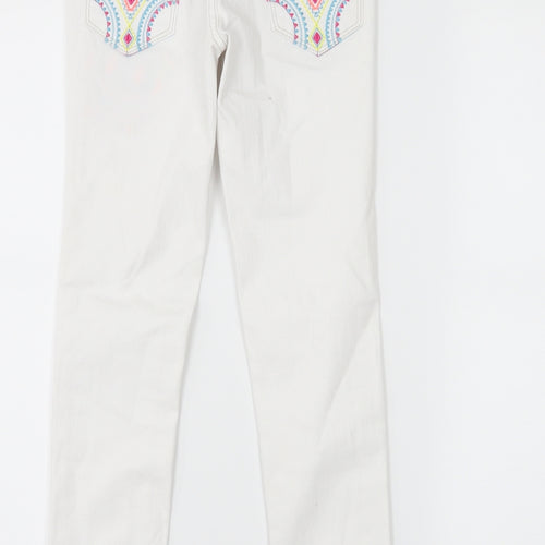 Debenhams Girls White  Denim Skinny Jeans Size 9 Years - butterflies