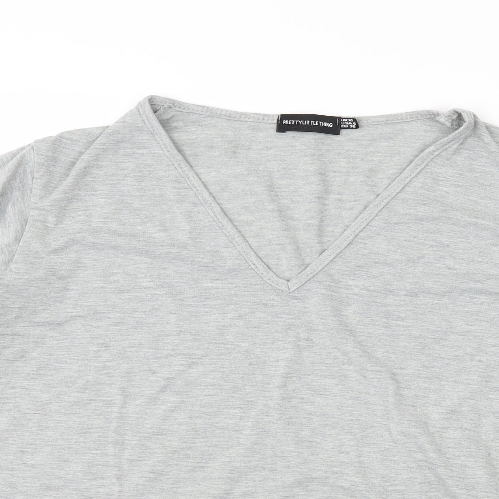 PRETTYLITTLETHING Womens Grey   Basic T-Shirt Size 10