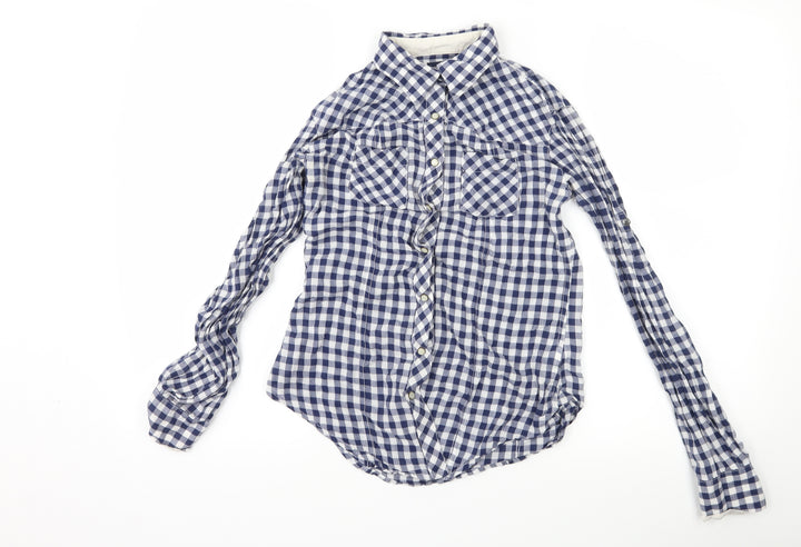 Gap Womens Blue Check Basic Button-Up Size XS