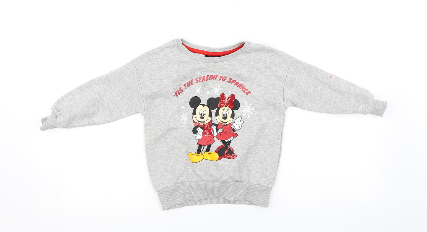 Primark Girls Grey   Pullover Sweatshirt Size 2-3 Years  - Disney Christmas