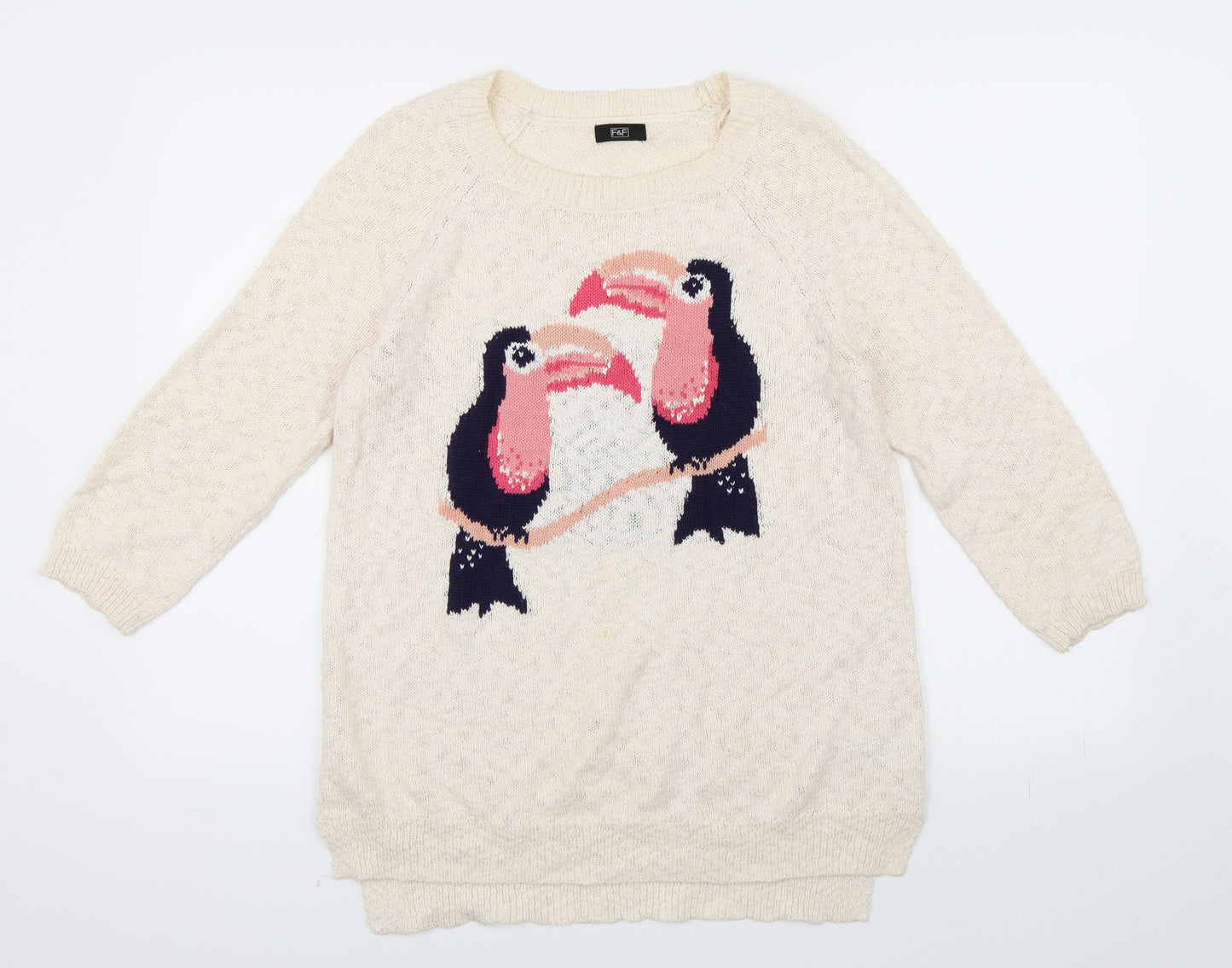 F&F Womens White   Pullover Jumper Size 14