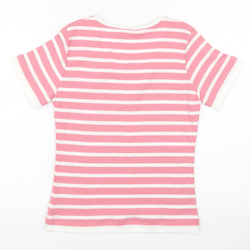 Alibi Womens Pink Striped  Basic T-Shirt Size S