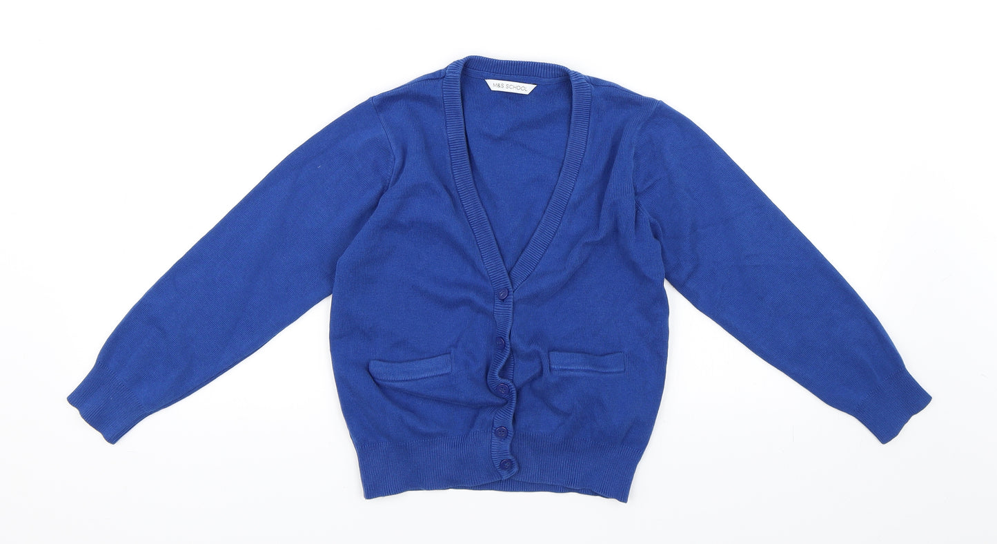 Marks and Spencer Girls Blue   Cardigan Jumper Size 7 Years  - M&S School
