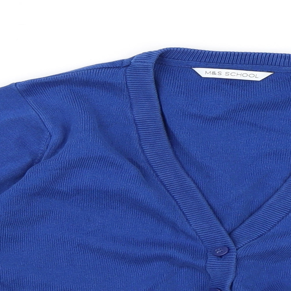 Marks and Spencer Girls Blue   Cardigan Jumper Size 7 Years  - M&S School