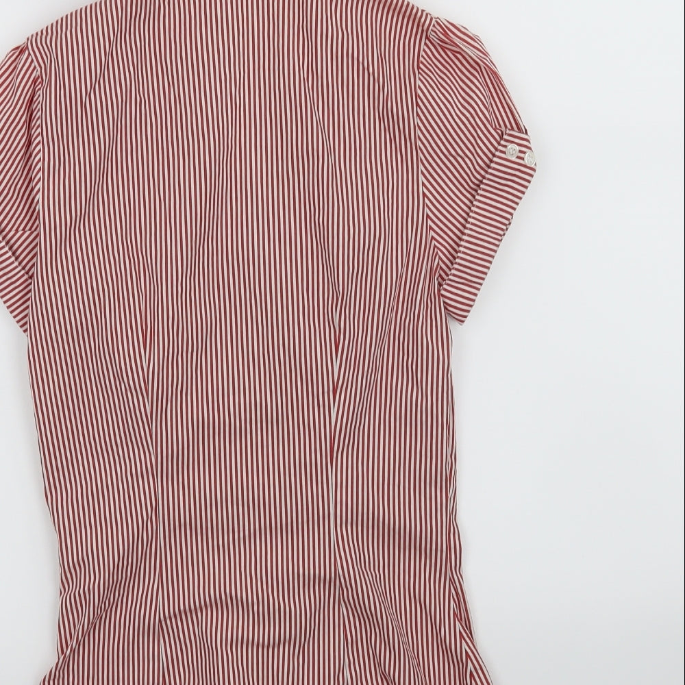 H&M Womens Red Striped  Basic Button-Up Size S