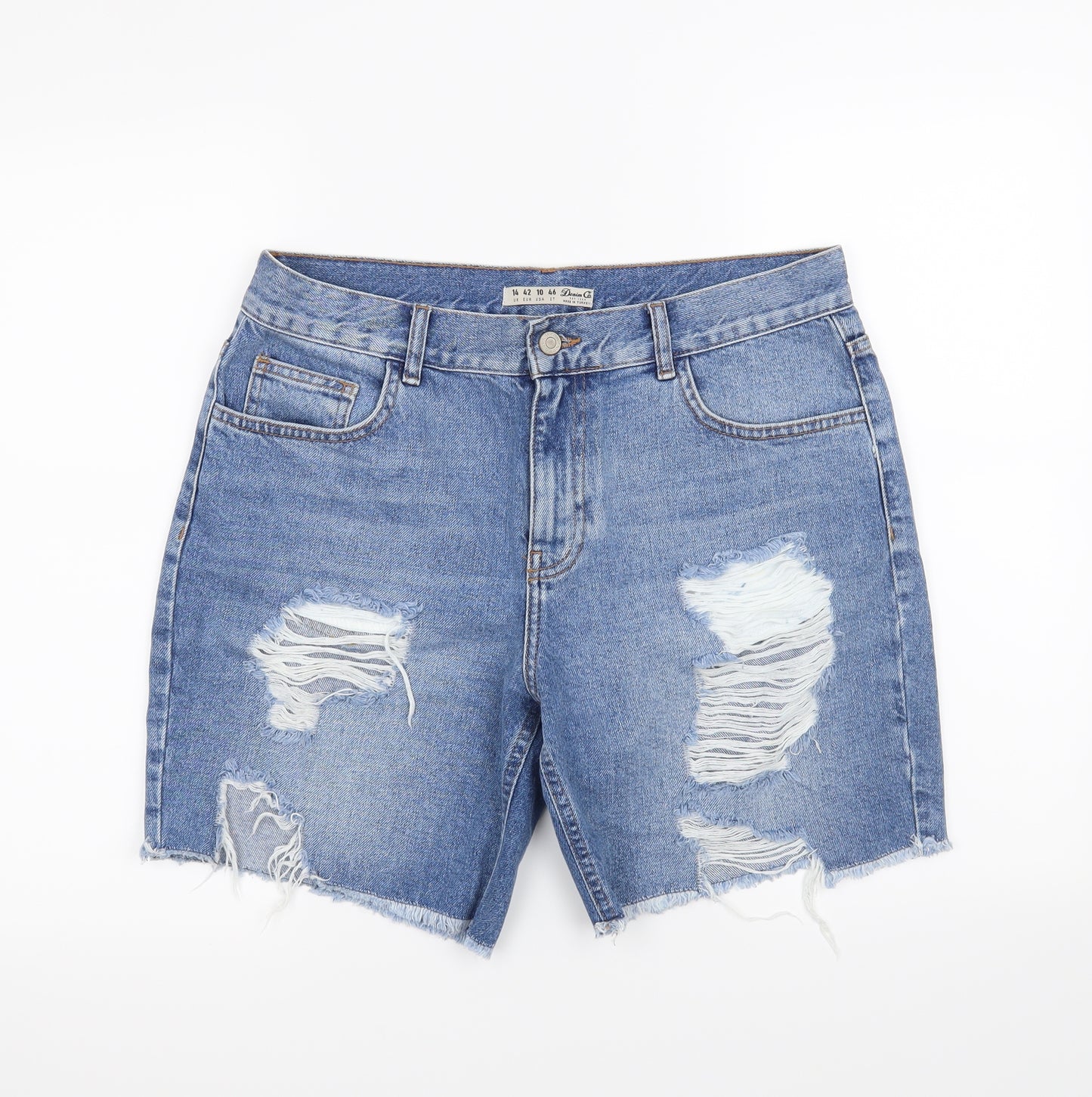 Denim & Co. Womens Blue   Boyfriend Shorts Size 14