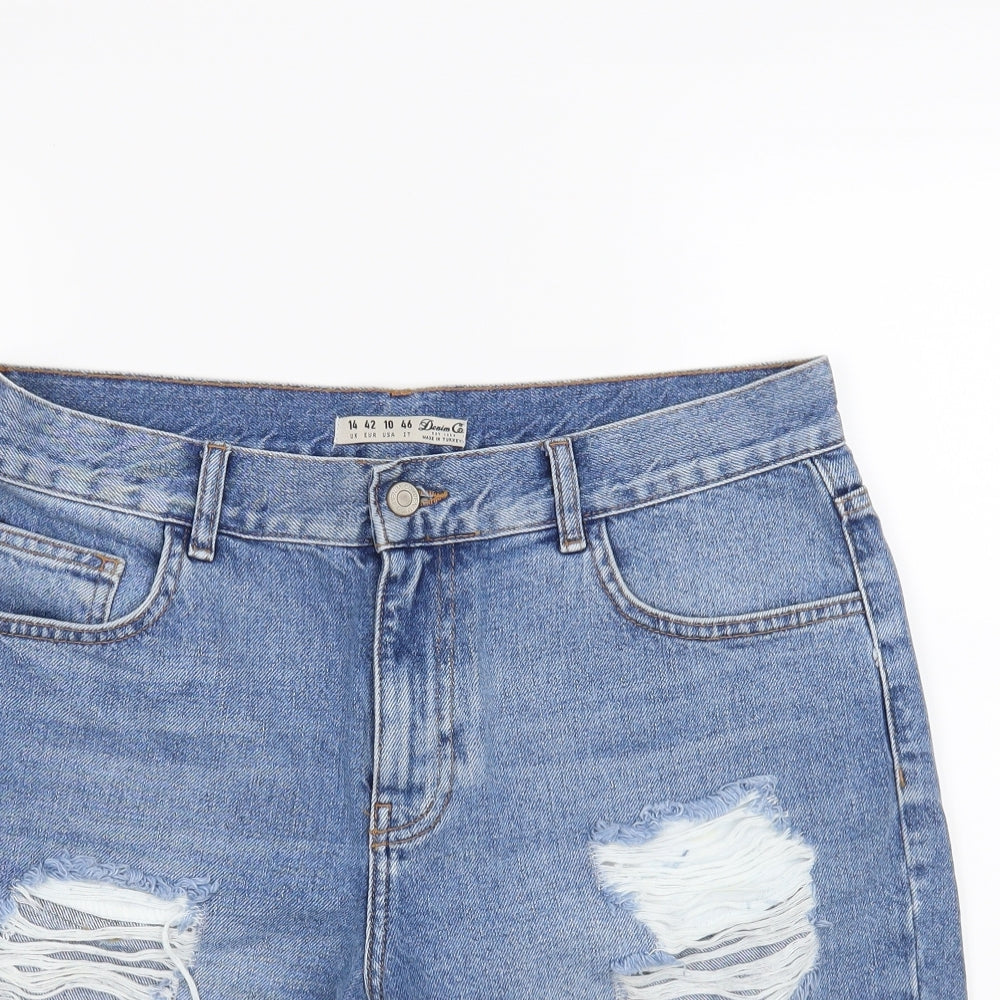 Denim & Co. Womens Blue   Boyfriend Shorts Size 14
