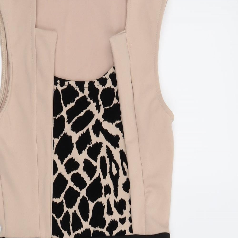 Evita Womens Beige Animal Print  Pencil Dress  Size 10