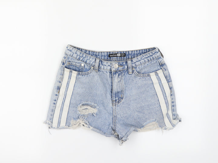 Boohoo Womens Blue Cut-Off Shorts Size 10