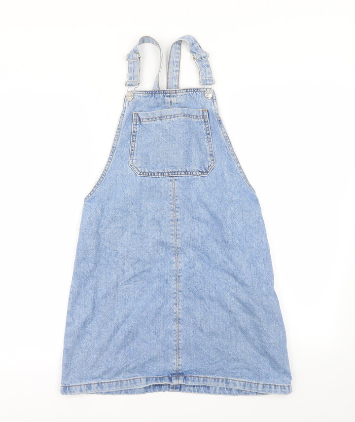 Topshop Womens Blue Denim Pinafore/Dungaree Dress Size 6