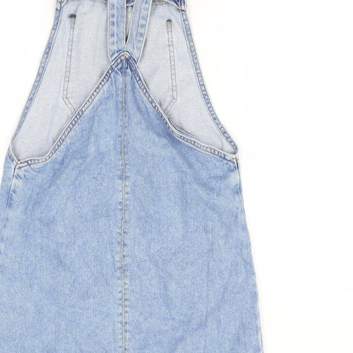 Topshop Womens Blue  Denim Pinafore/Dungaree Dress  Size 6