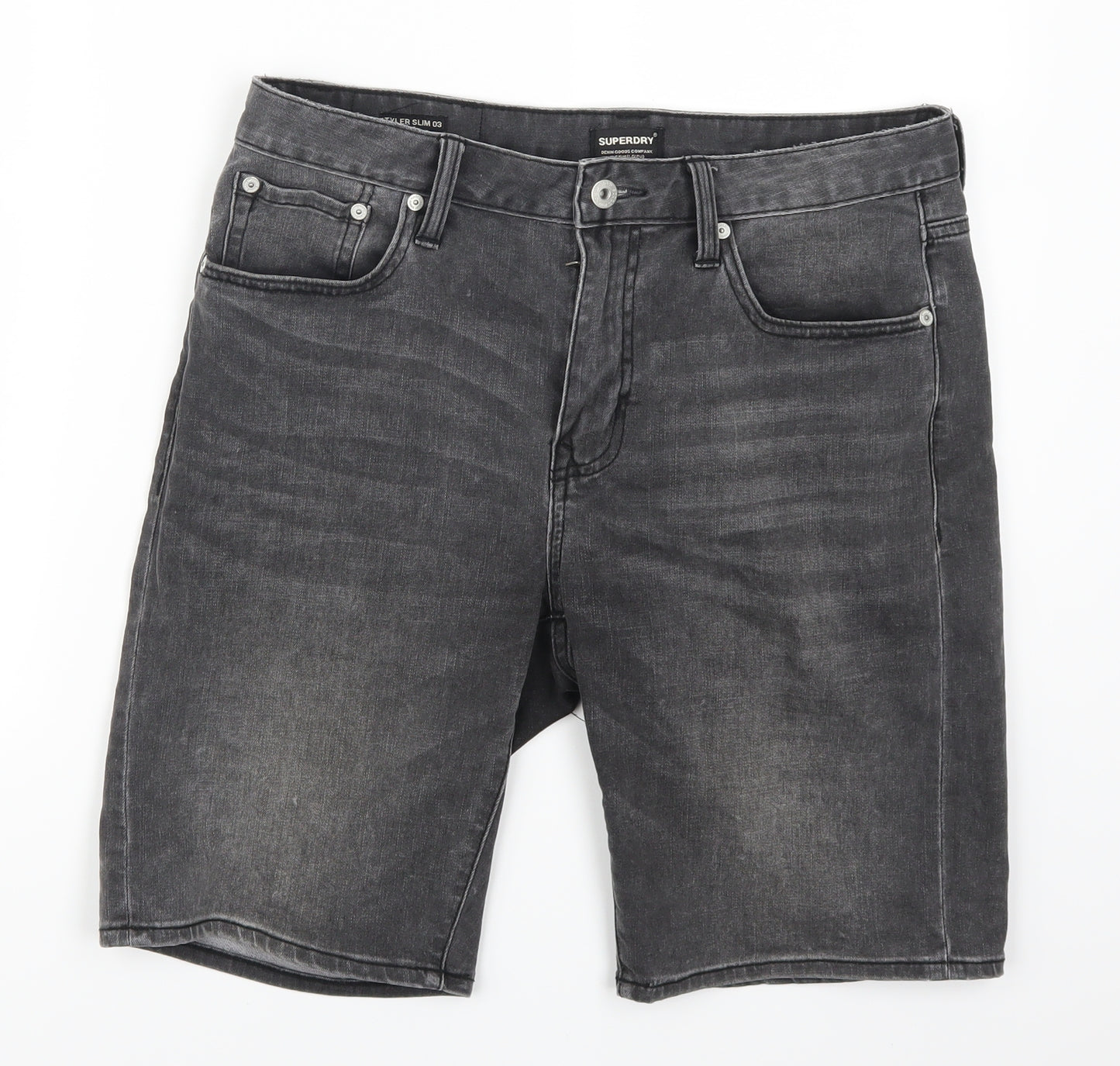 Superdry Mens Grey  Denim Cargo Shorts Size 32