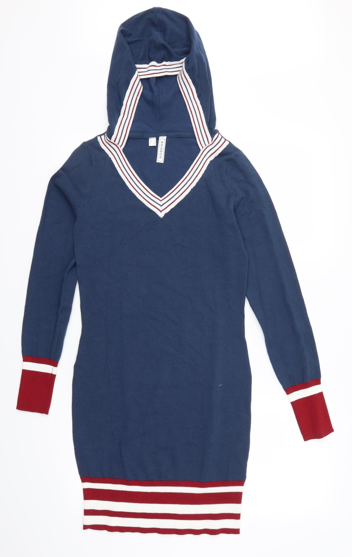 Rainbow Womens Blue Striped  Jumper Dress  Size XS  - Hoodie Dress