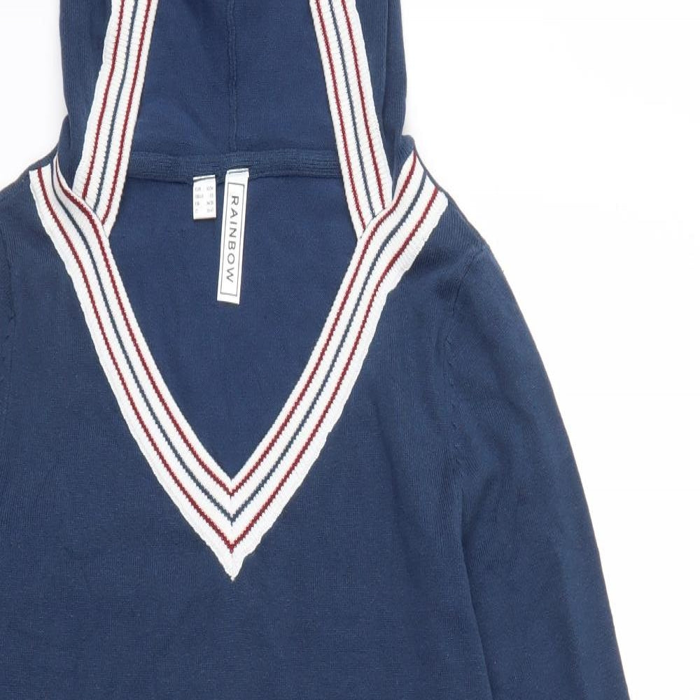 Rainbow Womens Blue Striped  Jumper Dress  Size XS  - Hoodie Dress