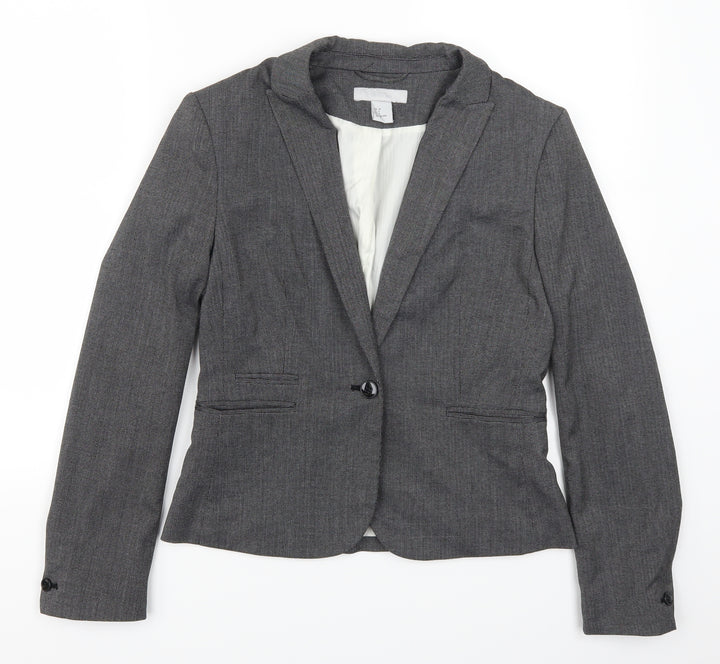 H&M Womens Grey Jacket Suit Jacket Size 10