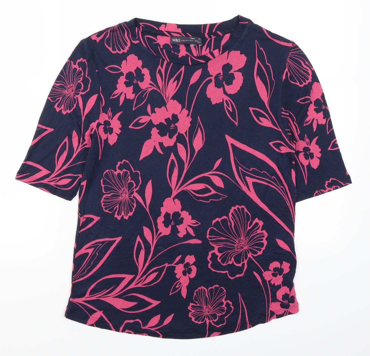 Marks and Spencer Womens Pink Floral  Basic T-Shirt Size 10