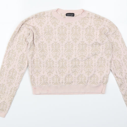 Topshop Womens Pink Geometric  Pullover Jumper Size 10