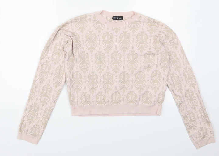 Topshop Womens Pink Geometric Pullover Jumper Size 10