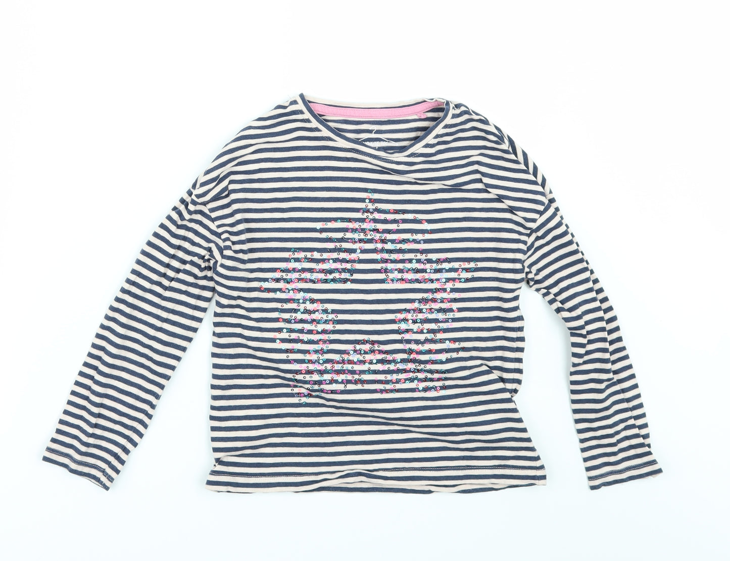 NEXT Girls Black Striped  Basic T-Shirt Size 5 Years
