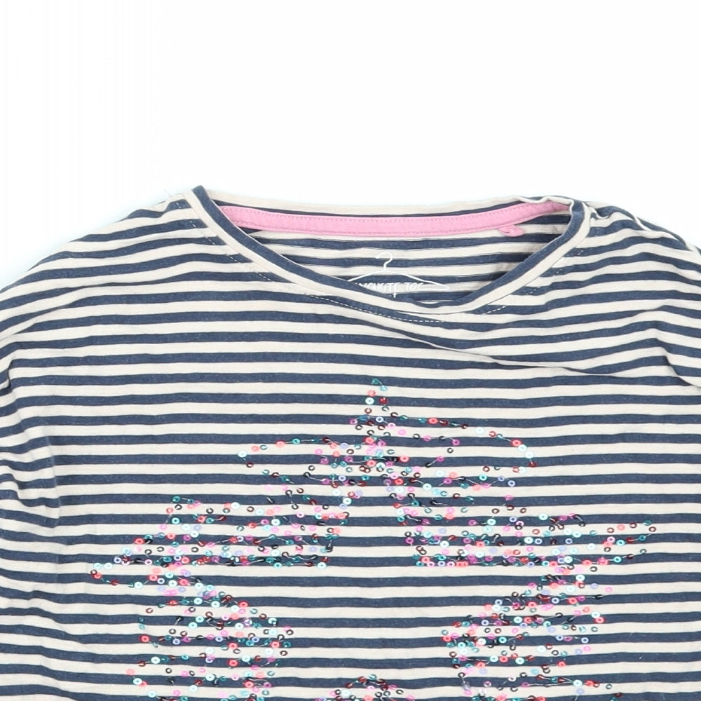 NEXT Girls Black Striped  Basic T-Shirt Size 5 Years