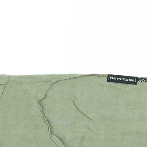 PRETTYLITTLETHING Womens Green   Cropped Blouse Size 12