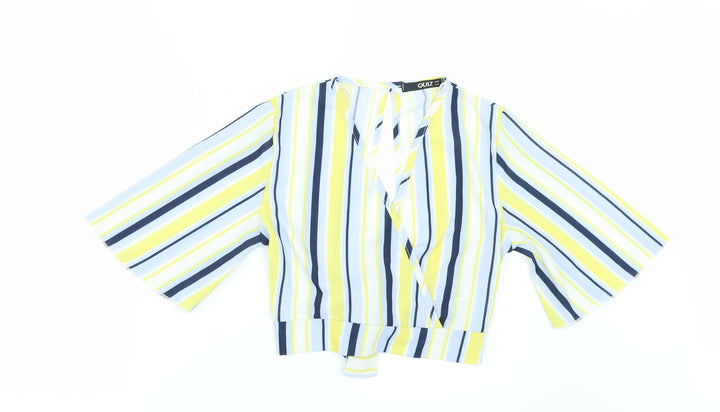 Quiz Womens Multicoloured Striped Cropped Blouse Size 10