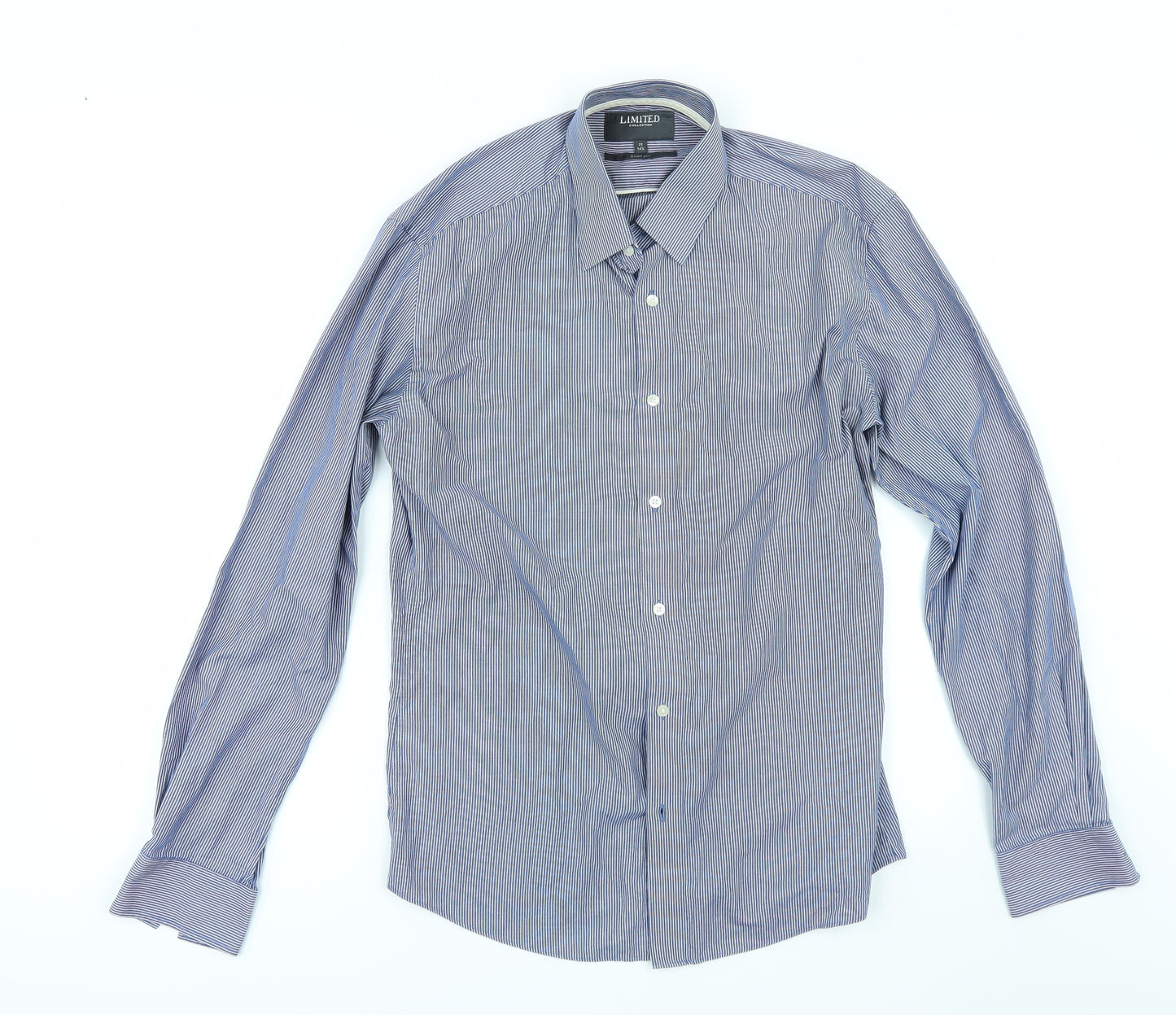 Limited Collection Mens Blue Striped   Button-Up Size 14.5