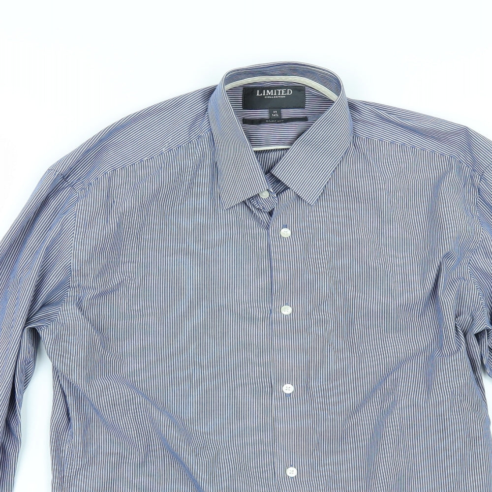 Limited Collection Mens Blue Striped   Button-Up Size 14.5