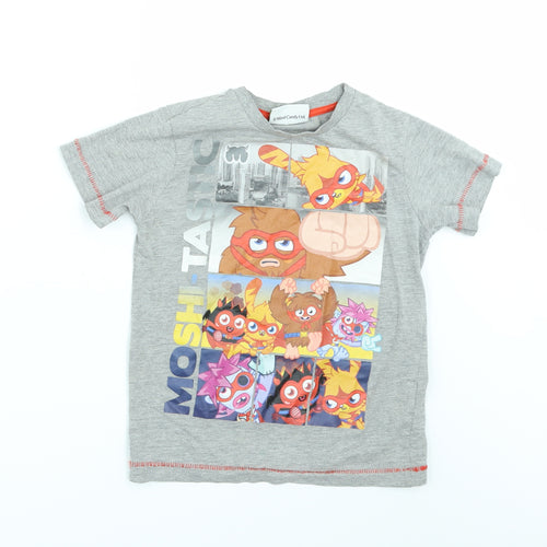 TU Boys Grey   Basic T-Shirt Size 6-7 Years  - Moshi Monsters