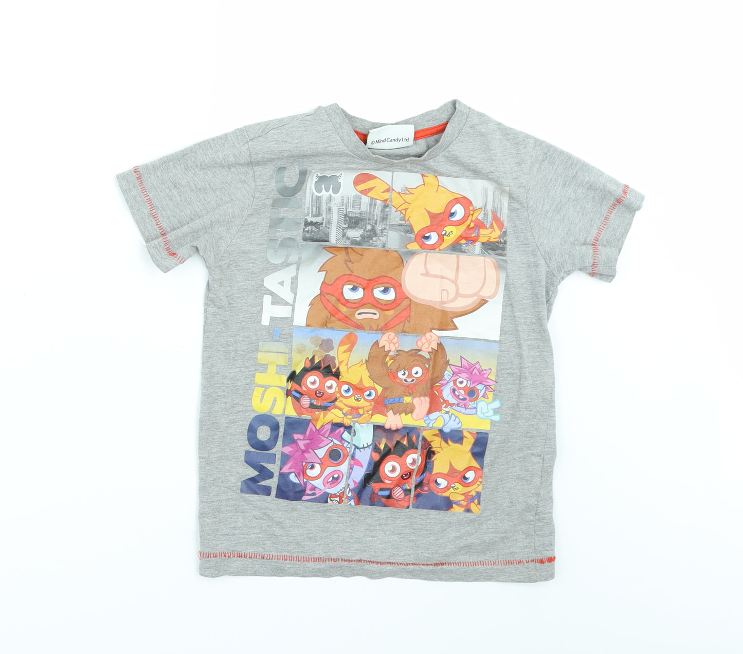 TU Boys Grey   Basic T-Shirt Size 6-7 Years  - Moshi Monsters