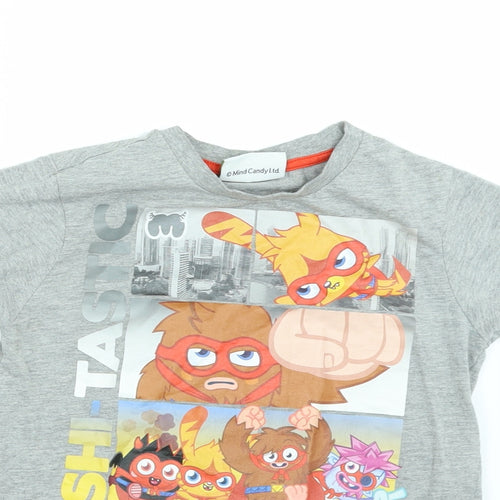 TU Boys Grey   Basic T-Shirt Size 6-7 Years  - Moshi Monsters
