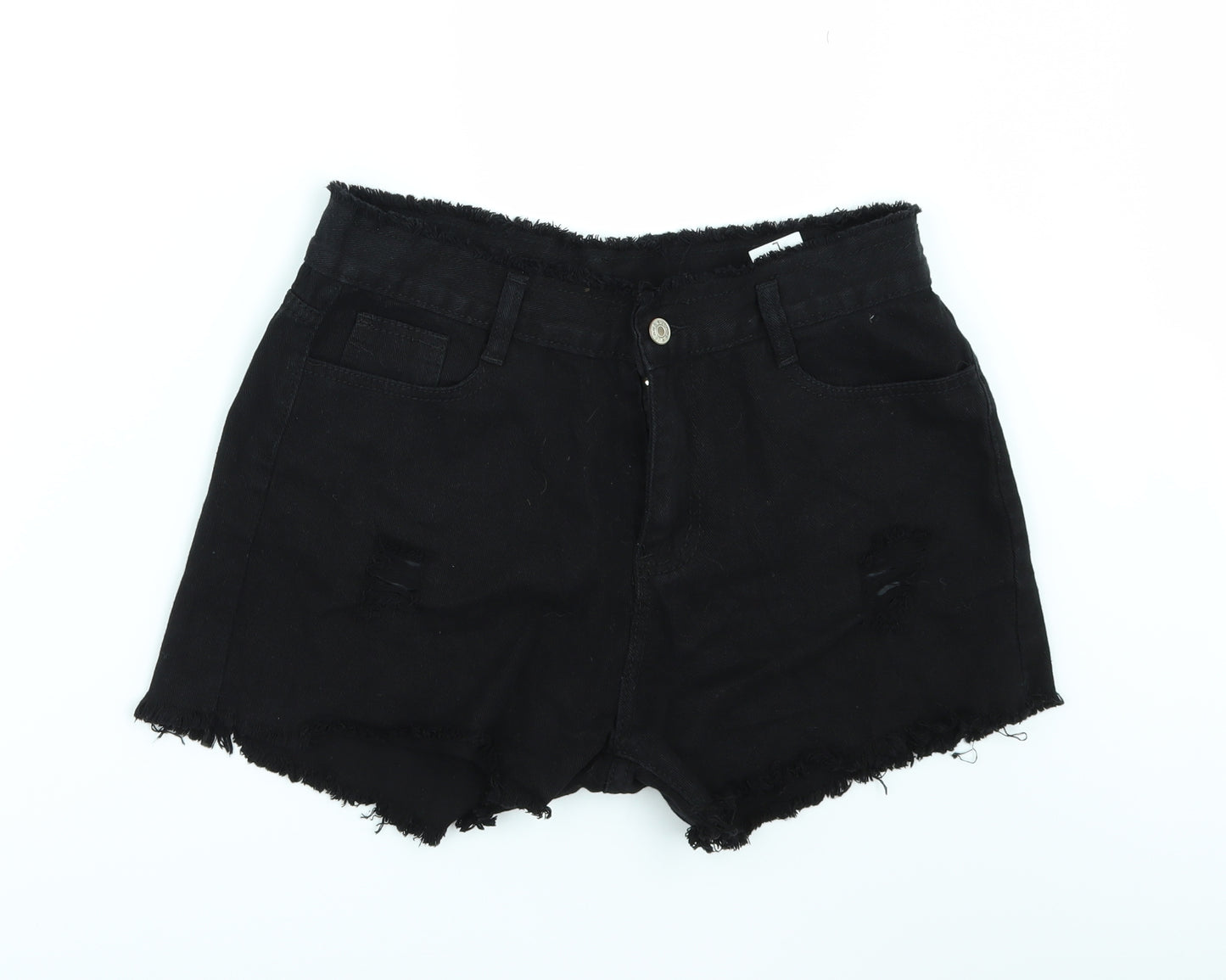 Preworn Womens Black   Hot Pants Shorts Size L - DISTRESSED