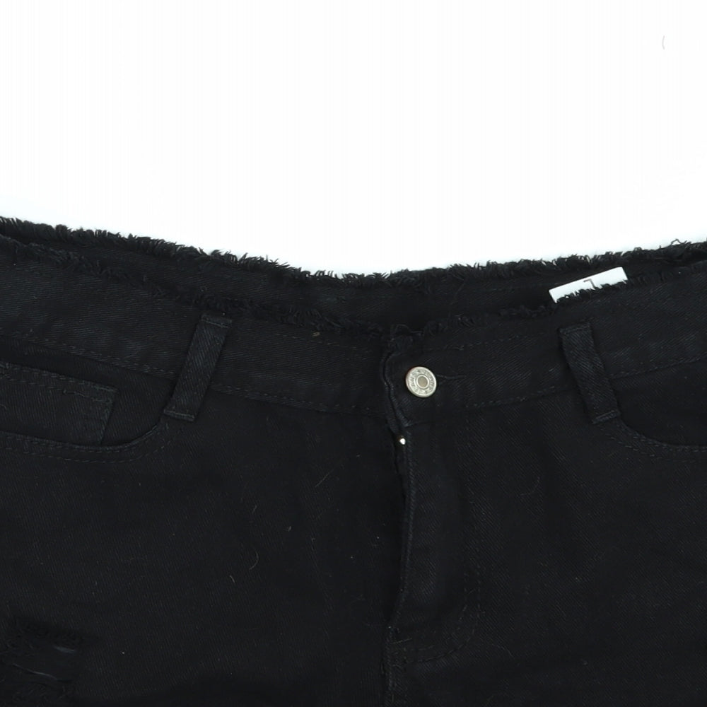 Preworn Womens Black   Hot Pants Shorts Size L - DISTRESSED