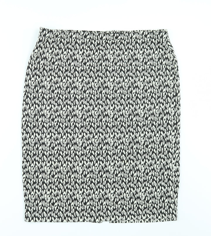 Marks and Spencer Womens Black Geometric A-Line Skirt Size 6