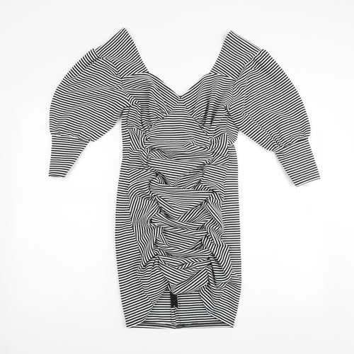 Another Reason Womens Black Striped  Bodycon  Size 12