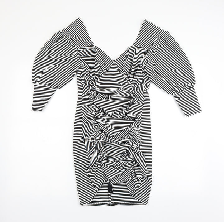 Another Reason Womens Black Striped  Bodycon  Size 12