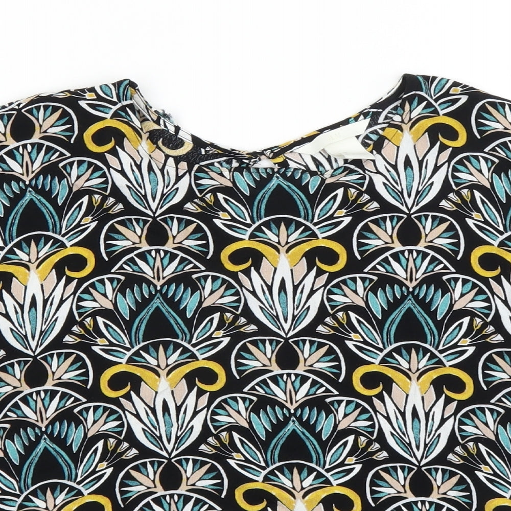 H&M Womens Black Floral  Basic Blouse Size 10