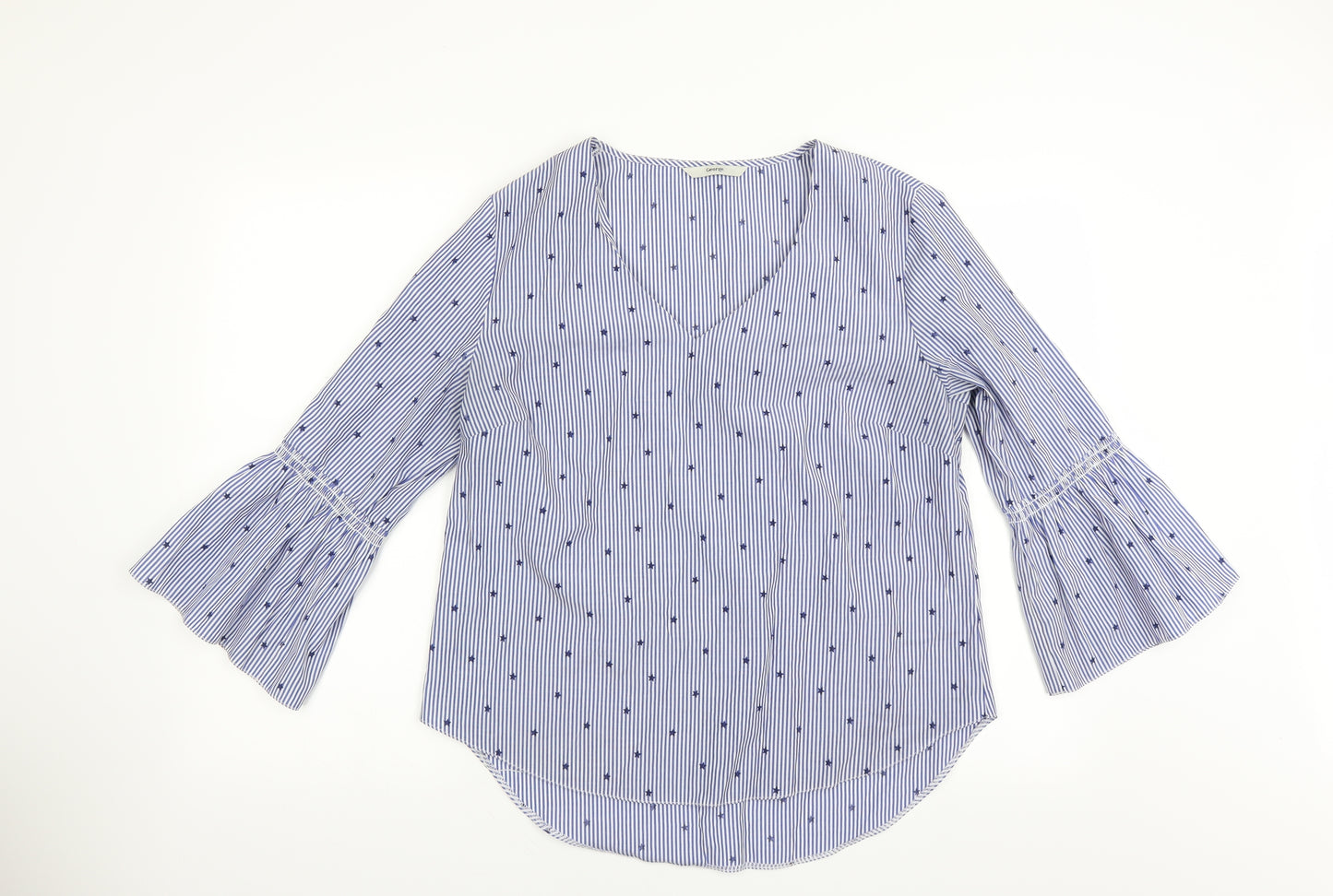 George Womens Blue Striped  Basic Blouse Size 12