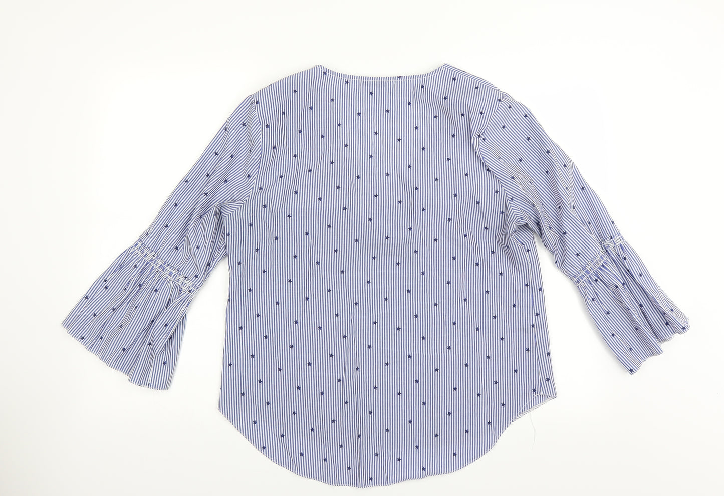 George Womens Blue Striped  Basic Blouse Size 12