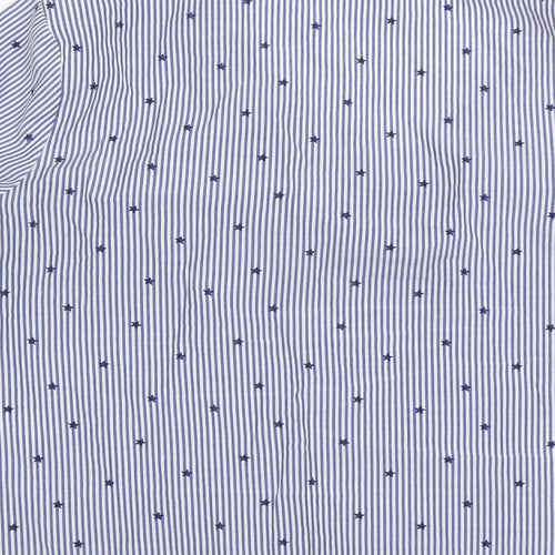 George Womens Blue Striped  Basic Blouse Size 12