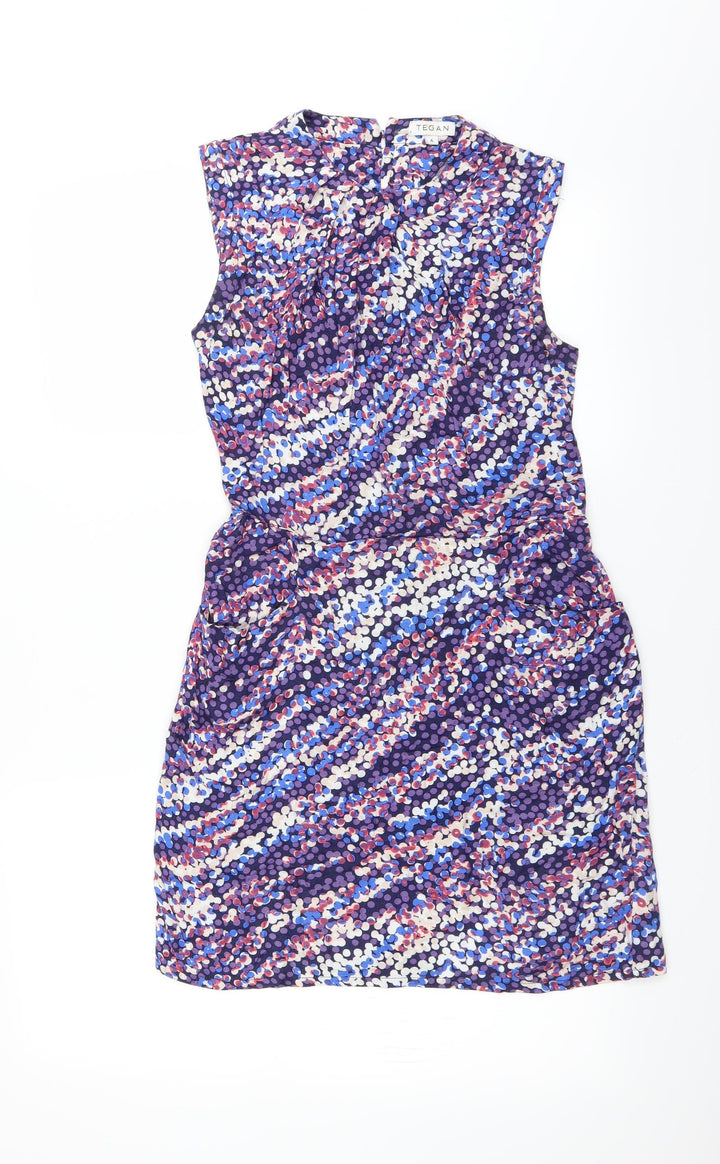 TEGAN Womens Blue Geometric Shift Size 6